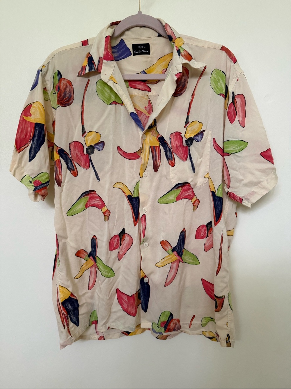 Vintage Countess Mara Men’s Cream Short-Sleeve Button-Up Shirt